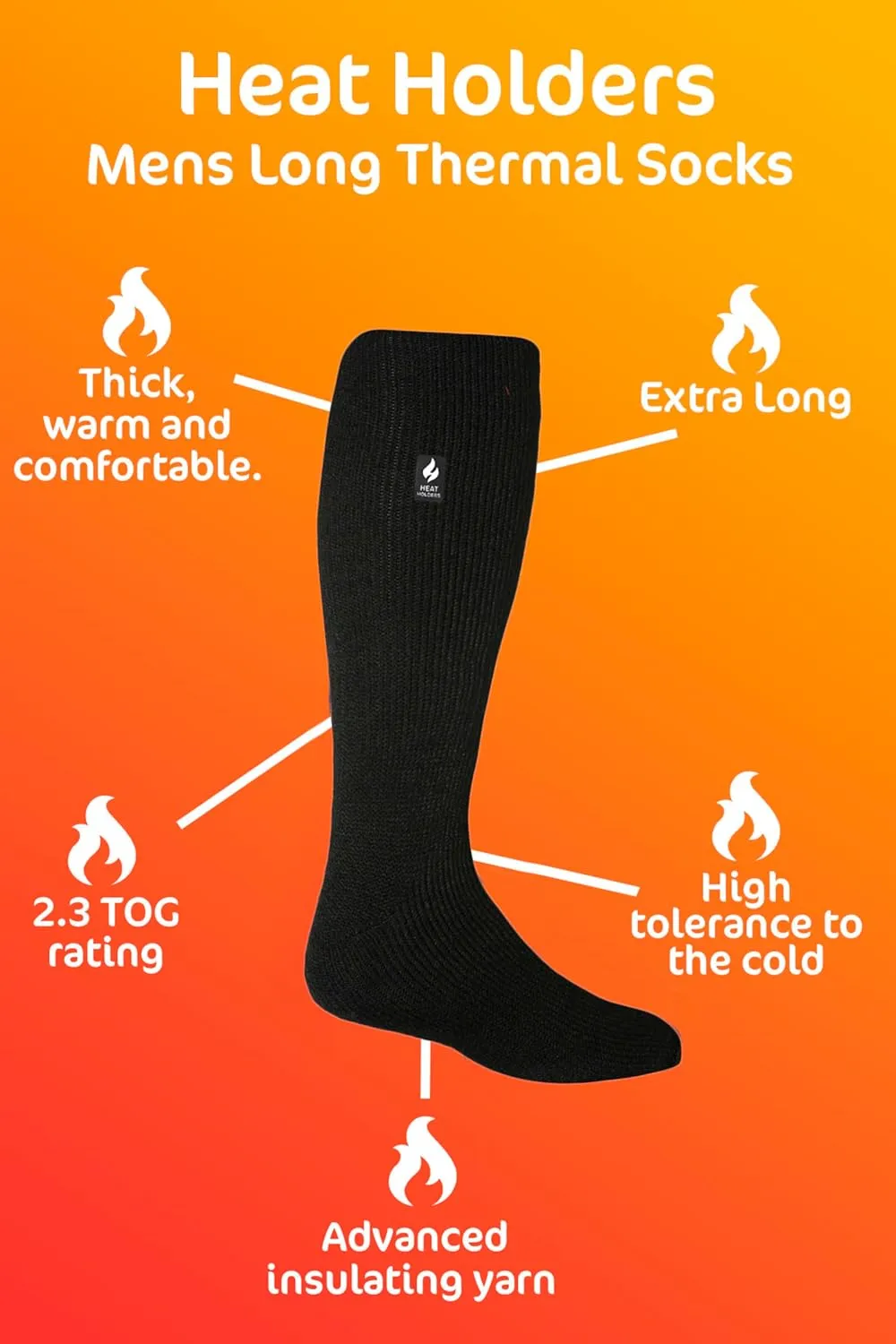 Heat Holders - 3 Pairs Knee High Thermal Socks for Men & Women | Extra Thick Warm Socks for Winter Boots