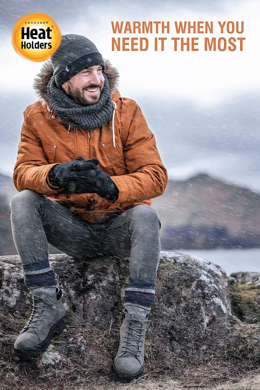 HEAT HOLDERS - Mens Thermal Knee High Winter Boot Socks 3 Colors