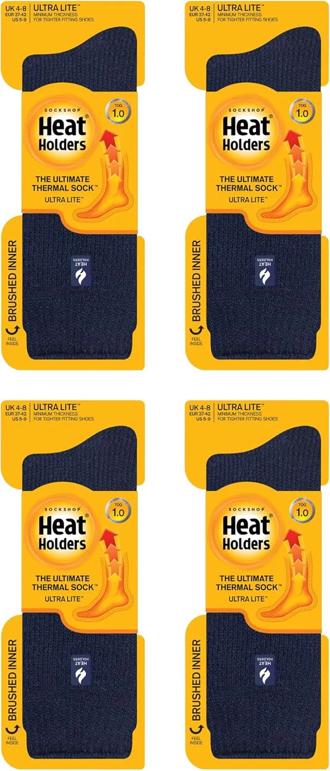 Heat Holders Ultra Lite - 4 Pairs Thermal Winter Socks for Women | Ultra Thin Warm Socks