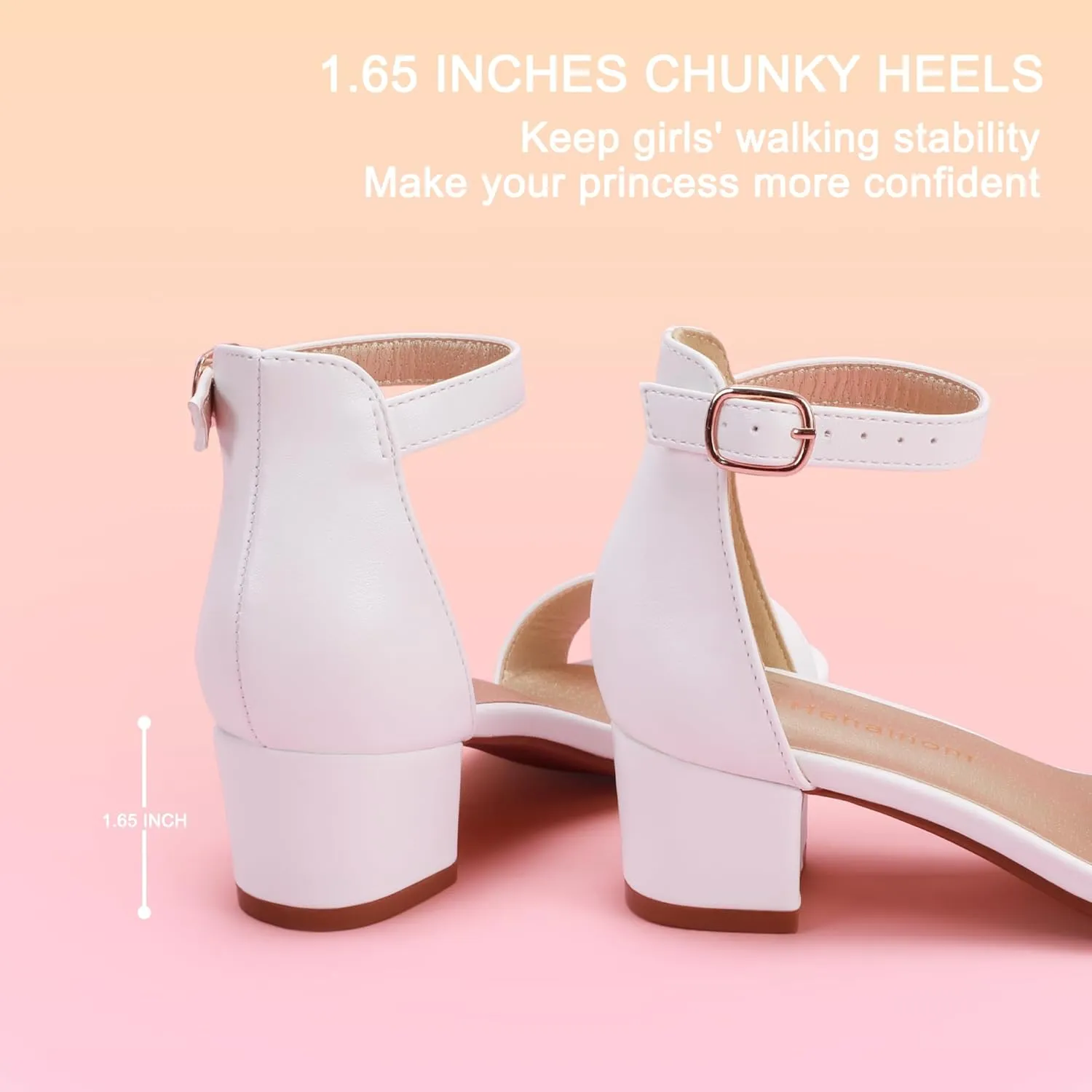 Hehainom Girls Heels Sandals Ankle Strap Dress Shoes Toddler Little Big Kid Flower Girl Wedding Party Pumps Shoes