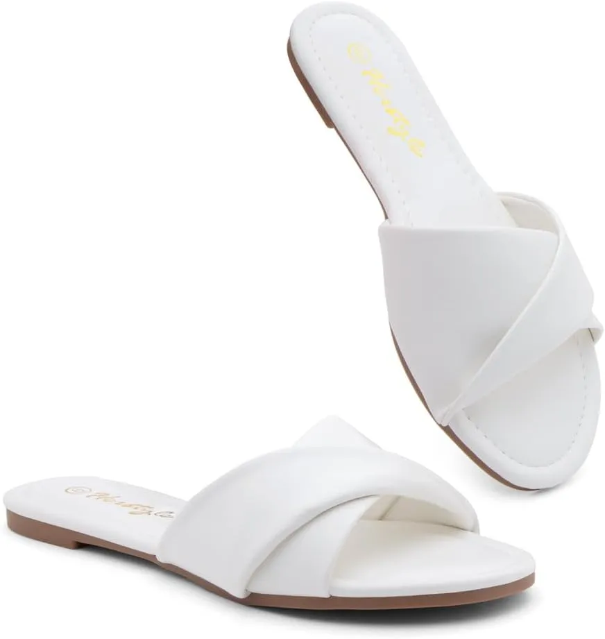 Herstyle Women’s Flat Sandals 2025 – Comfortable Dressy Slide Sandals | Cushioned Slip-On Summer Casual Sandals with Open Toe for Beach, Travel & Everyday Wear