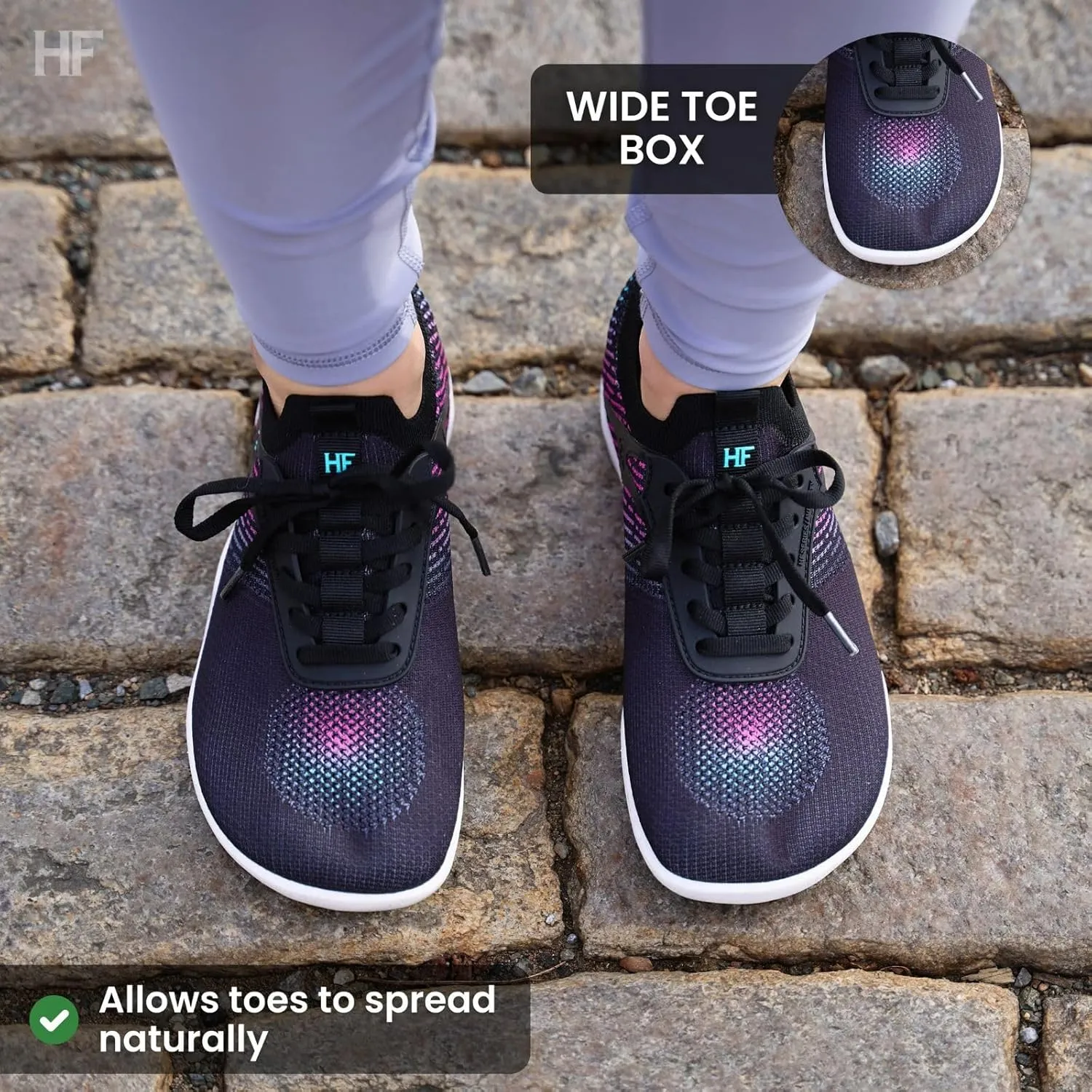 HF Vitality Healthy Ergonomic Supportive Barefoot Shoes, Zero Drop Sole, Wide Toe Box, Lightweight, Breathable Walking Sneakers Outdoor Running Footwear Unisex