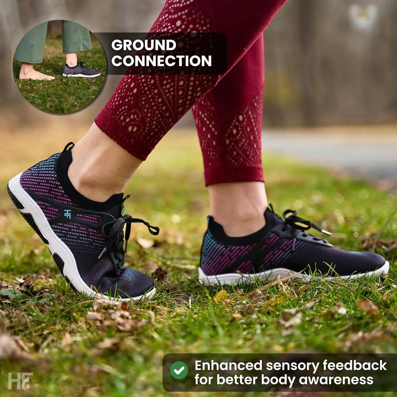 HF Vitality Healthy Ergonomic Supportive Barefoot Shoes, Zero Drop Sole, Wide Toe Box, Lightweight, Breathable Walking Sneakers Outdoor Running Footwear Unisex