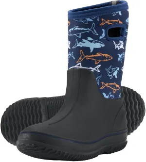 HISEA Kids Rain Boots for Boys Girls, Waterproof Insulated Rubber Neoprene Boots, Seamless Outdoor Boots with Handles Rainboot All Weather Mud Boots for Rain, Snow, Winter and Muck (Little Kid/Big Kid)