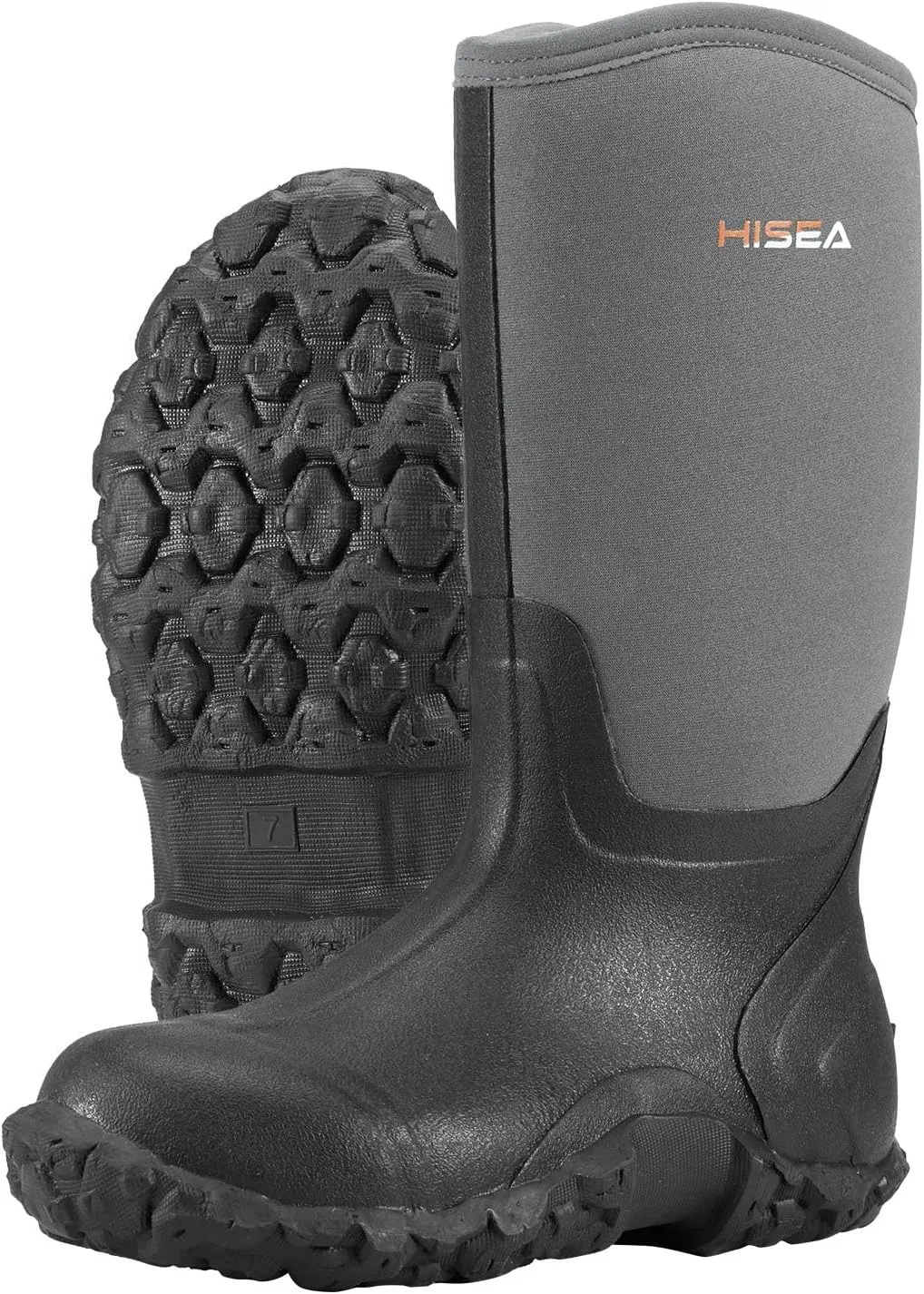 HISEA Men's Rain Boots Neoprene Rubber Boots Waterproof Insulated Mud Boots Mid Height Garden Shoes