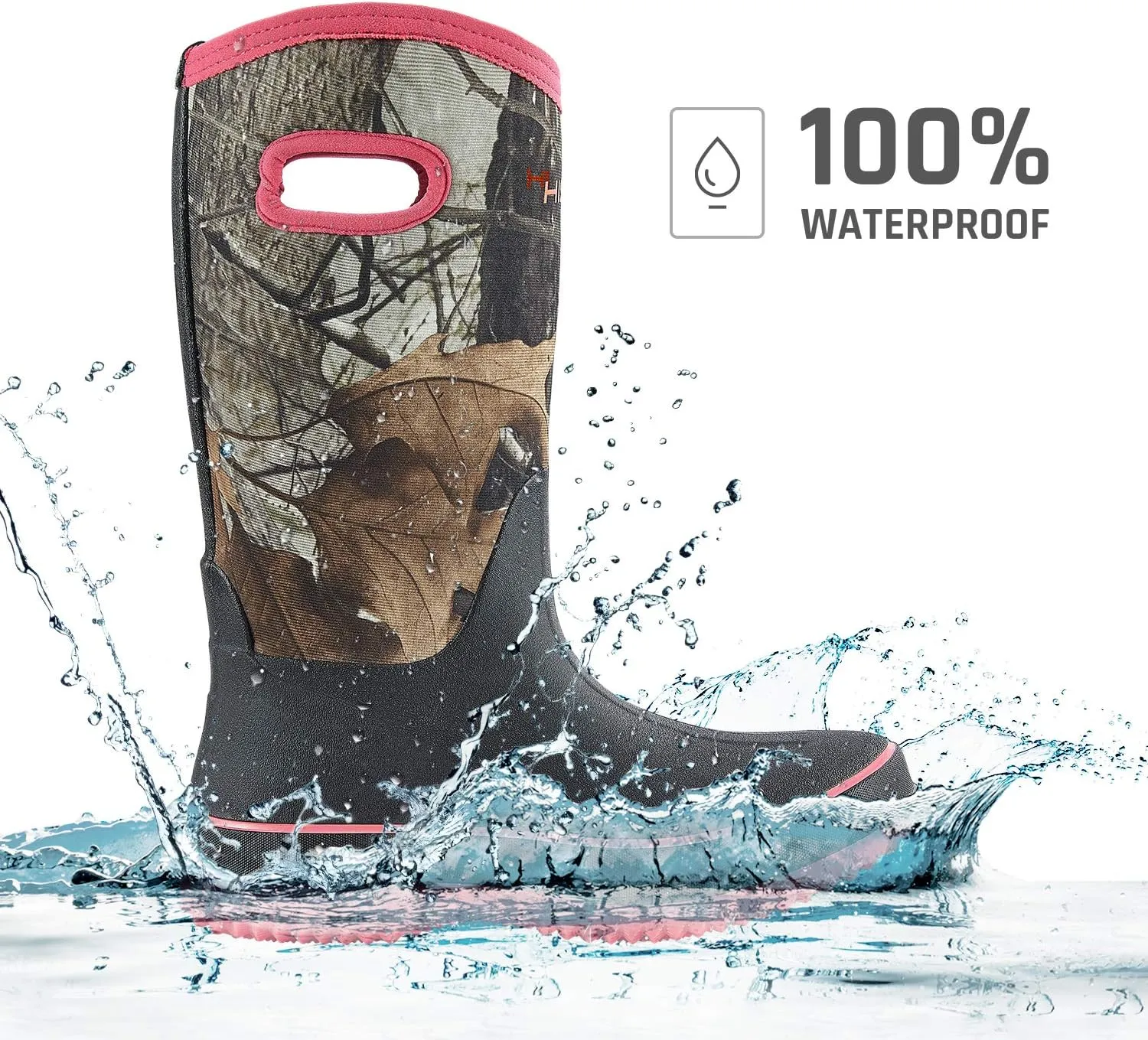 HISEA Women Mud Boots, Neoprene Rubber Garden Shoes Waterproof Mid Calf Rain Boots for Outdoor