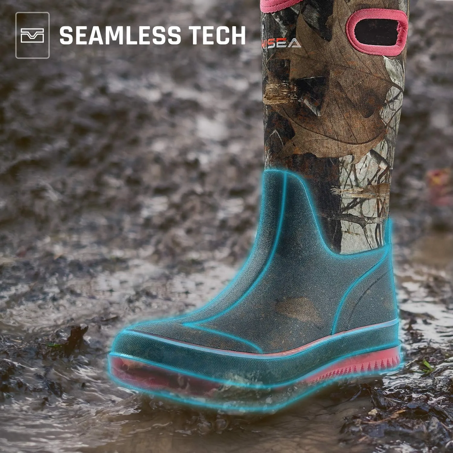 HISEA Women Mud Boots, Neoprene Rubber Garden Shoes Waterproof Mid Calf Rain Boots for Outdoor