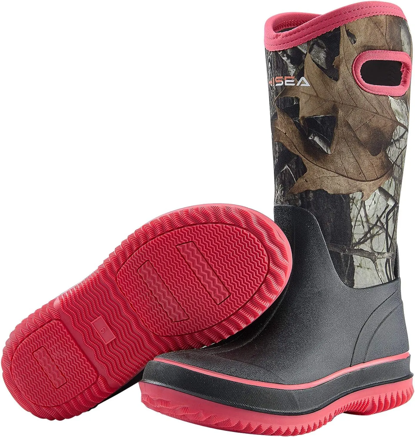HISEA Women Mud Boots, Neoprene Rubber Garden Shoes Waterproof Mid Calf Rain Boots for Outdoor