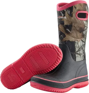 HISEA Women Mud Boots, Neoprene Rubber Garden Shoes Waterproof Mid Calf Rain Boots for Outdoor