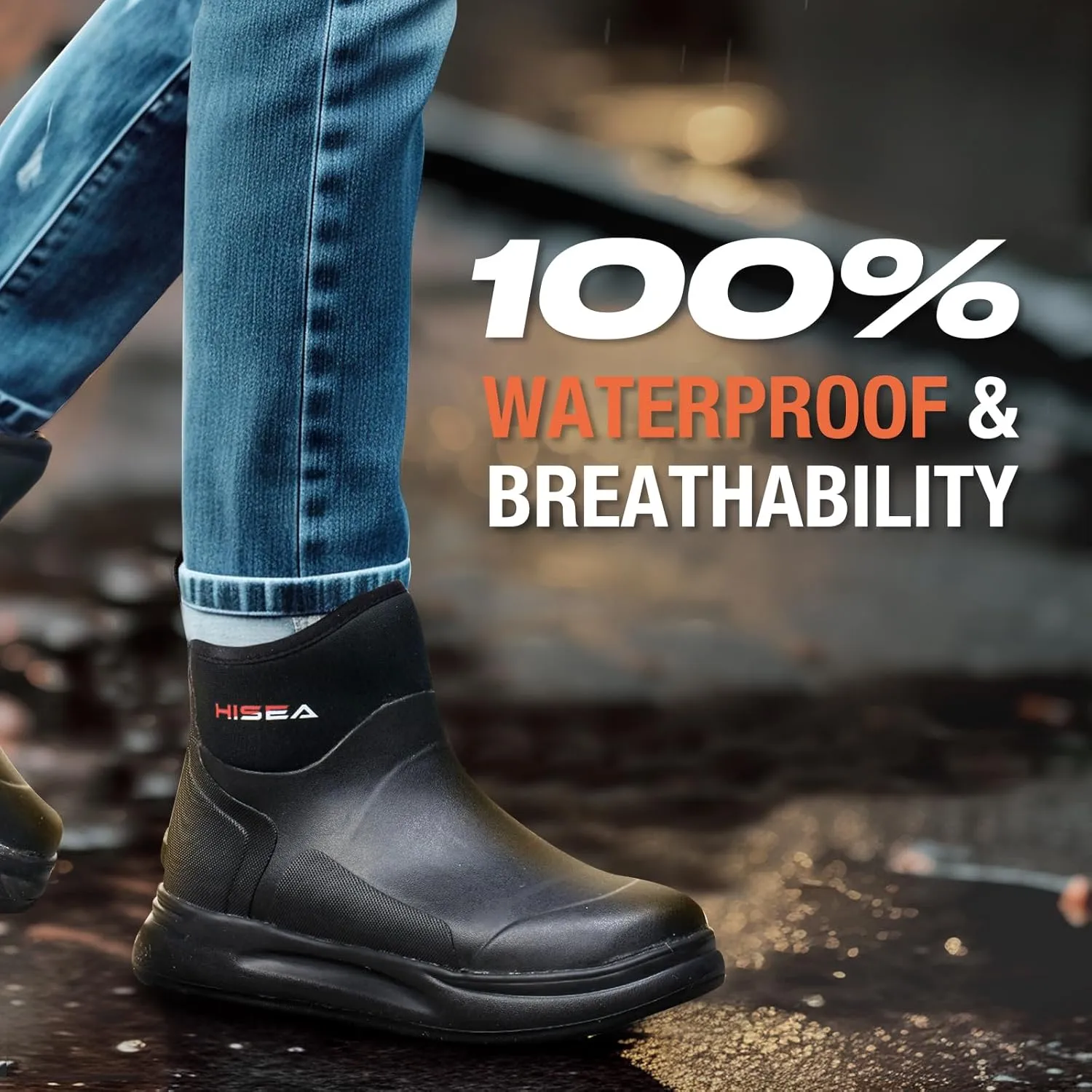 HISEA Women's Chelsea Rain Boots, Rubber Ankle Short Boots for Women Waterproof, Durable Insulated Mud Booties for Outdoor Garden Work