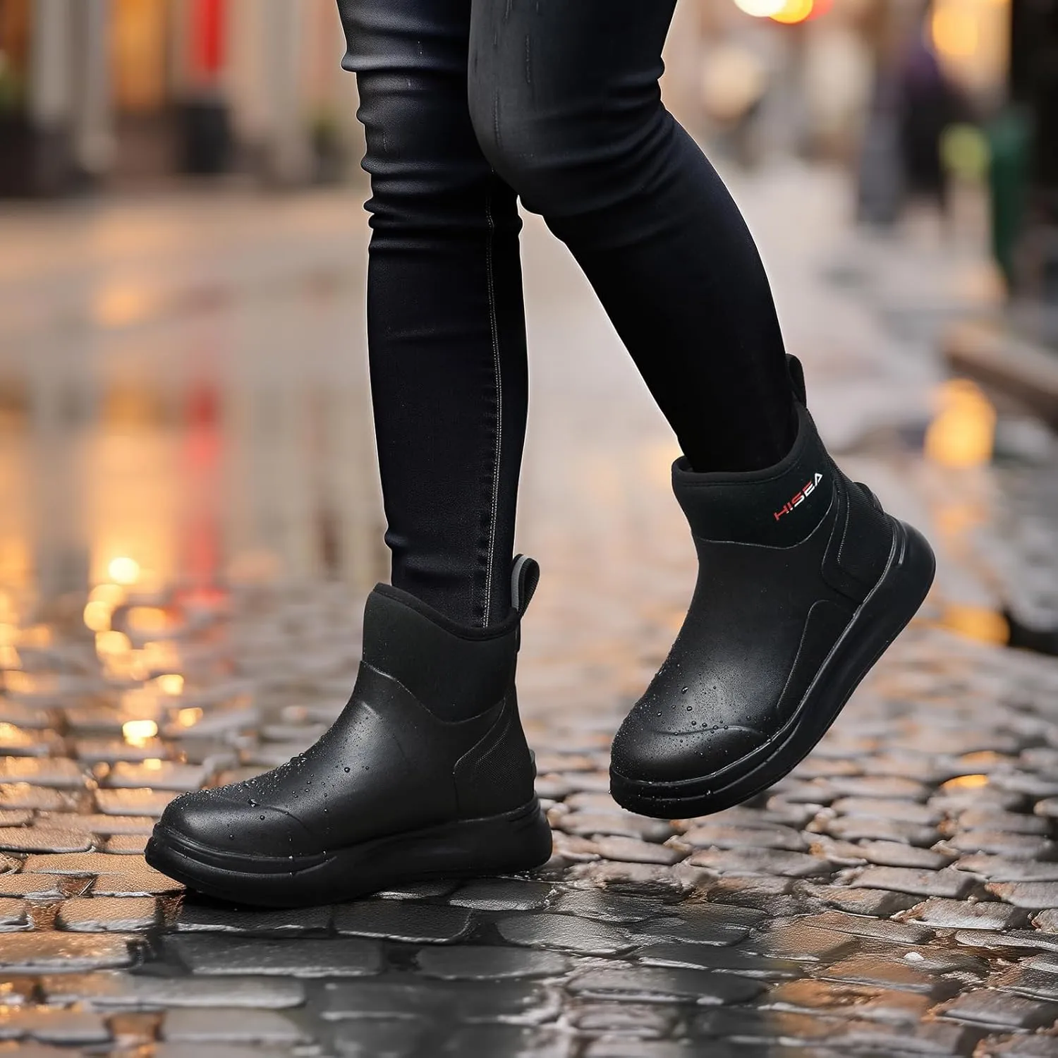 HISEA Women's Chelsea Rain Boots, Rubber Ankle Short Boots for Women Waterproof, Durable Insulated Mud Booties for Outdoor Garden Work