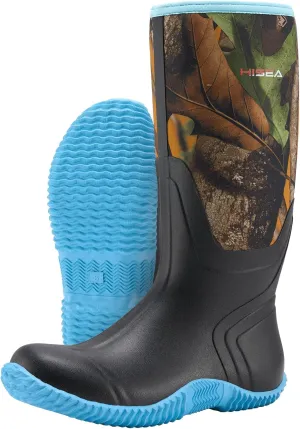 HISEA Women's Rain Boots, Knee High Rubber Boots Waterproof Insulated Neoprene Mud Boots, Anti-Slip Outdoor Work Boots for Hunting Gardening Farming Yard Working, Size 6-11