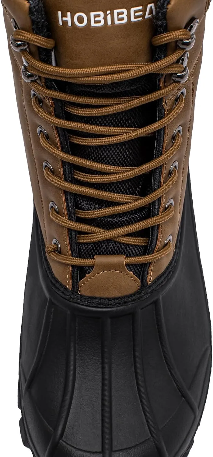 HOBIBEAR Men's Snow Boots Insulated Waterproof Warm Fur Lined Hiking Winter Snow Boots for Outdoor