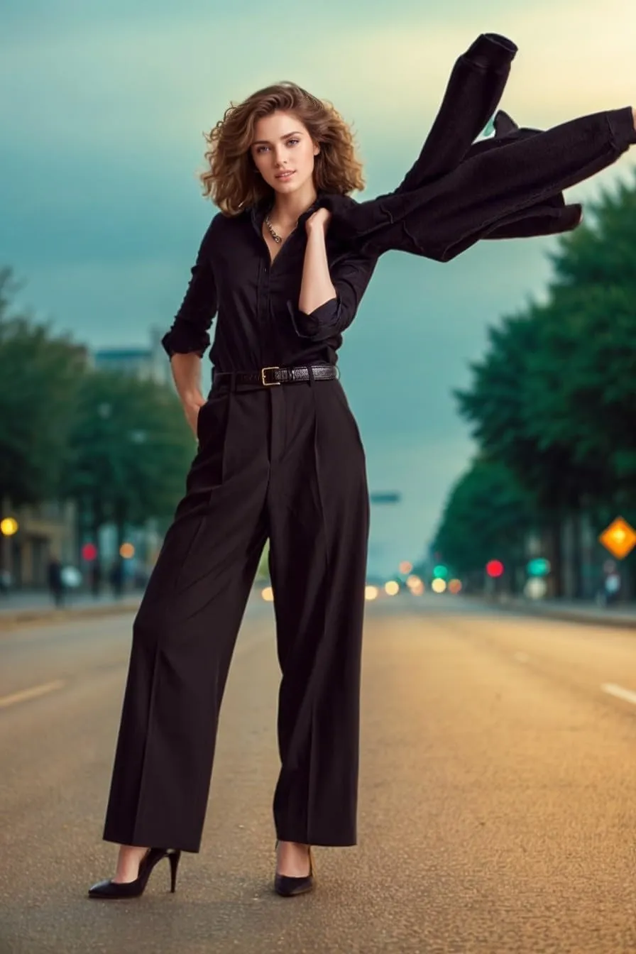 HOTOUCH Womens Button Down Shirt Basic Work Office Drop Shoulder Blouse Casual Loose Long Sleeve Tops with Pocket