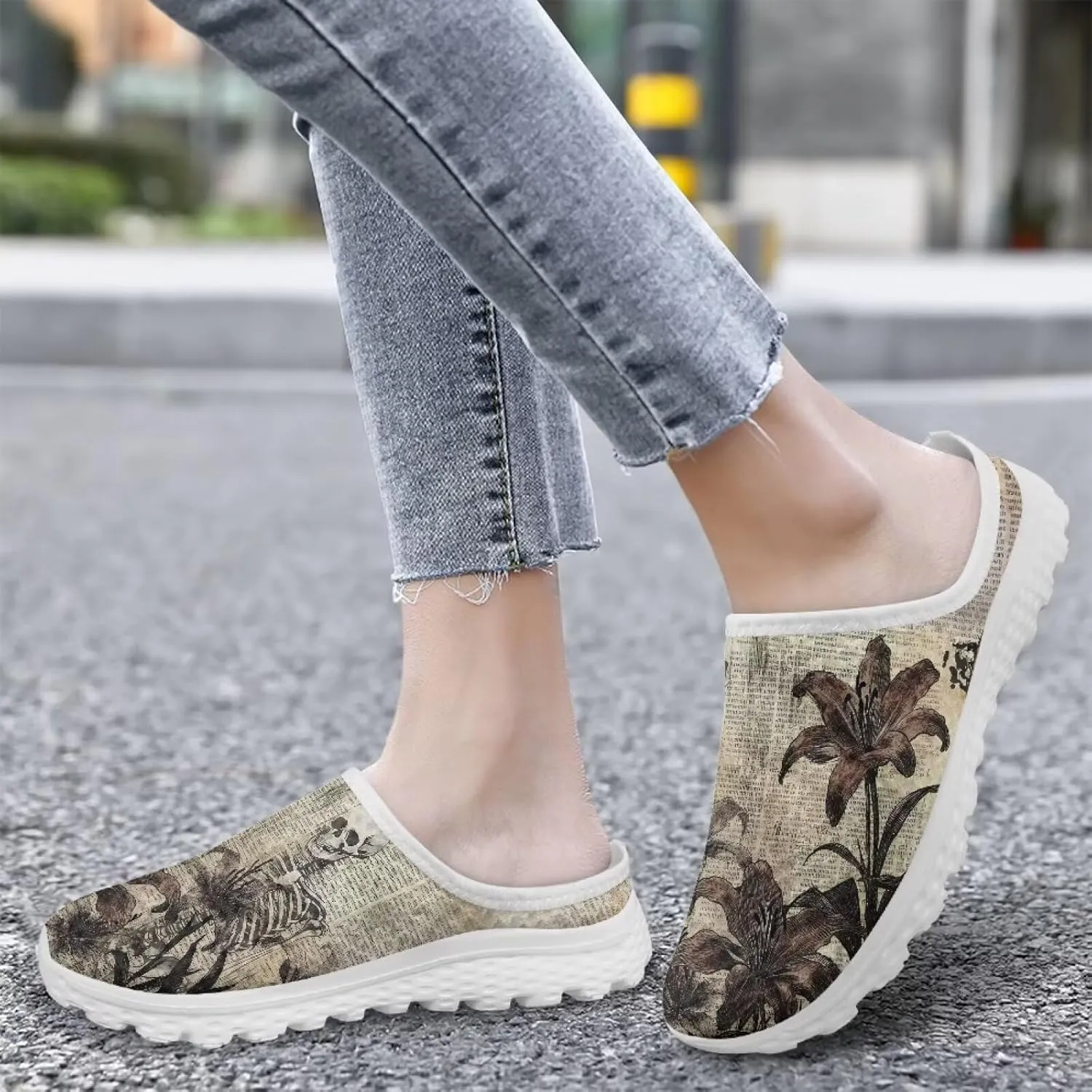 Howilath Women's Sport Mules Tennis Shoes Slip on Garden Shoes Loafers Fashion Backless Sneakers for Street Style Outdoor