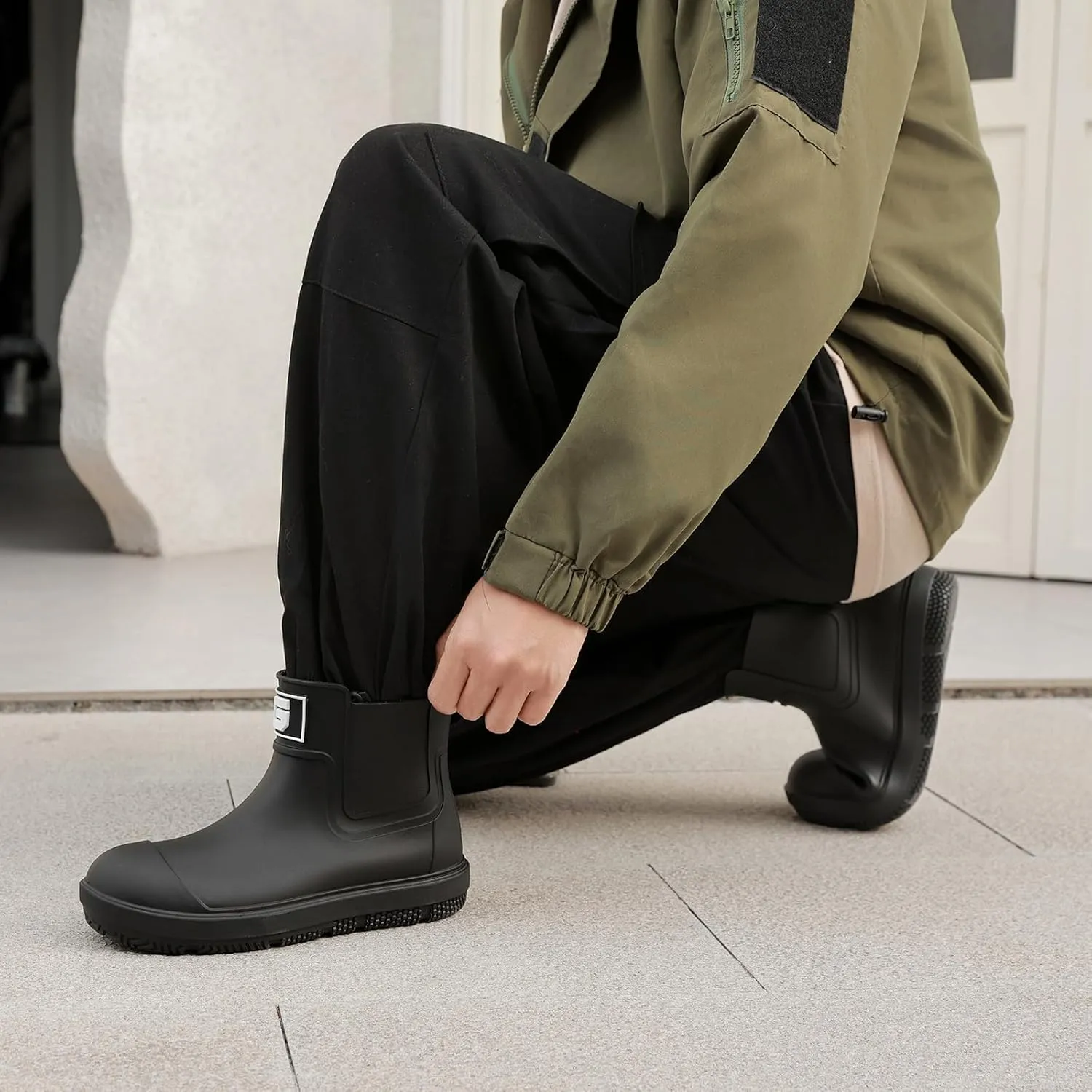 HSBDNZQ Deck Rain Boots Men Women, Short Waterproof Rubber Boots, Anti Slip Lightweight Water Shoes Unisex, Original Chelsea Garden Boots, Durable Fishing Boots Outdoor, Mud Work Booties