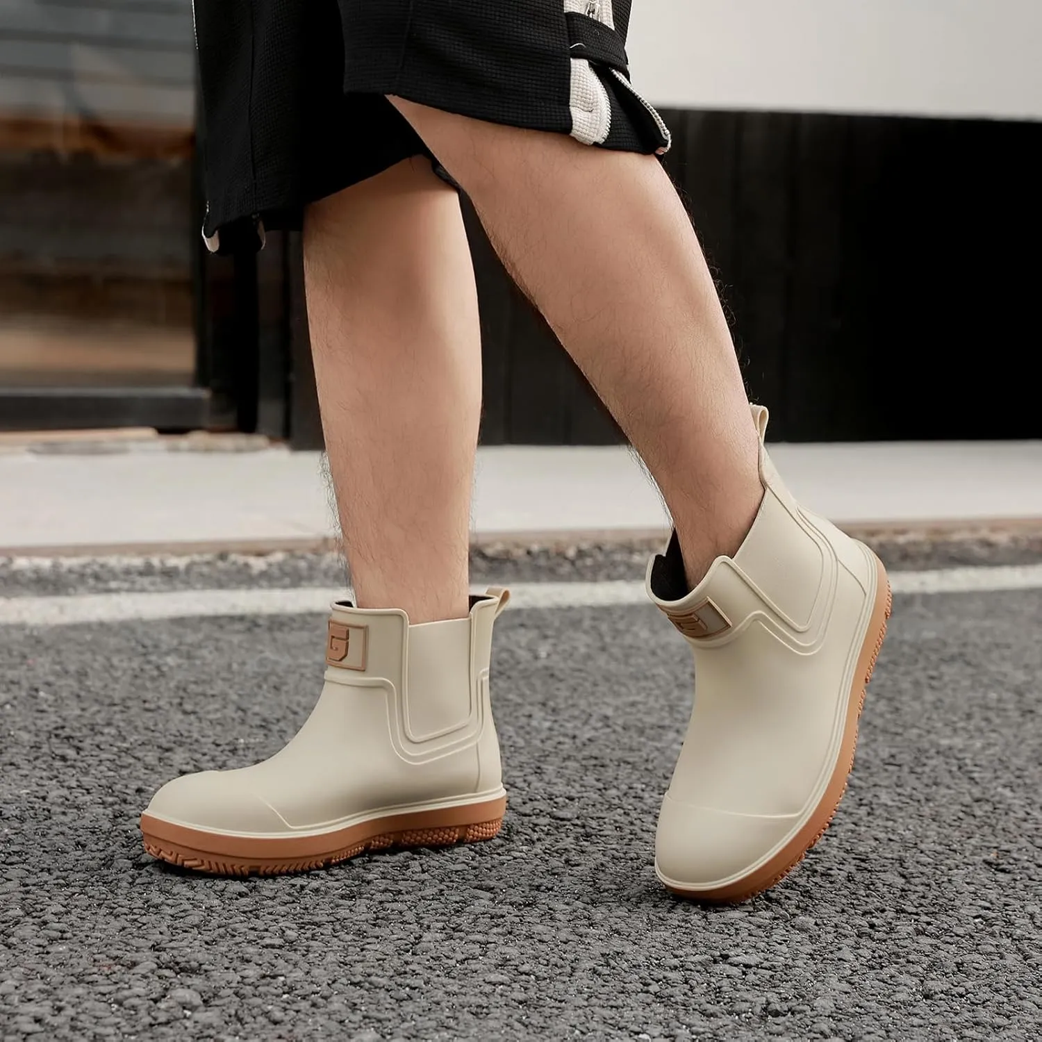 HSBDNZQ Deck Rain Boots Men Women, Short Waterproof Rubber Boots, Anti Slip Lightweight Water Shoes Unisex, Original Chelsea Garden Boots, Durable Fishing Boots Outdoor, Mud Work Booties