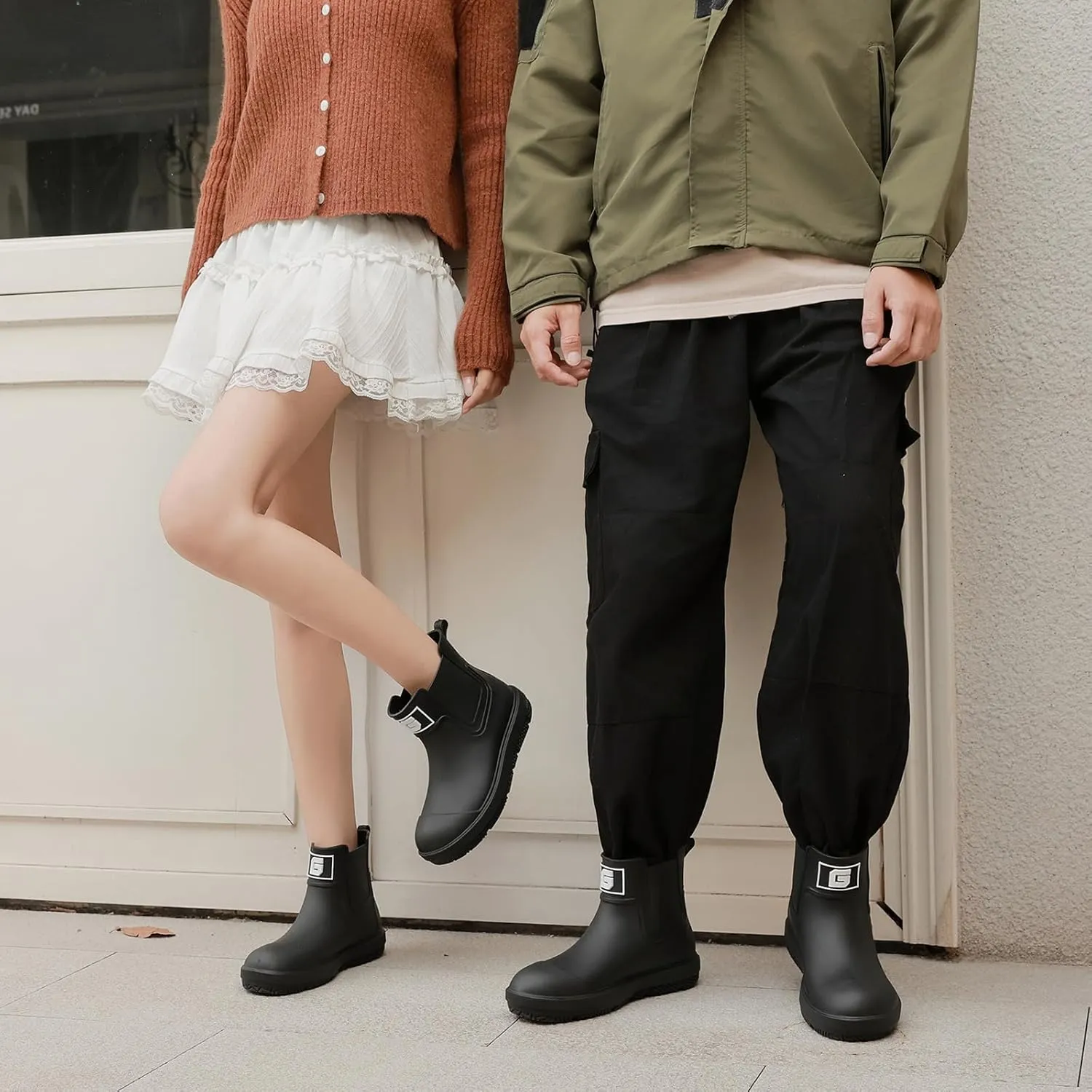 HSBDNZQ Deck Rain Boots Men Women, Short Waterproof Rubber Boots, Anti Slip Lightweight Water Shoes Unisex, Original Chelsea Garden Boots, Durable Fishing Boots Outdoor, Mud Work Booties