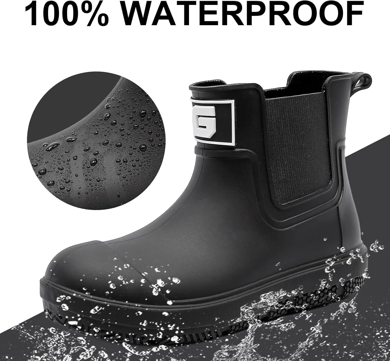 HSBDNZQ Deck Rain Boots Men Women, Short Waterproof Rubber Boots, Anti Slip Lightweight Water Shoes Unisex, Original Chelsea Garden Boots, Durable Fishing Boots Outdoor, Mud Work Booties