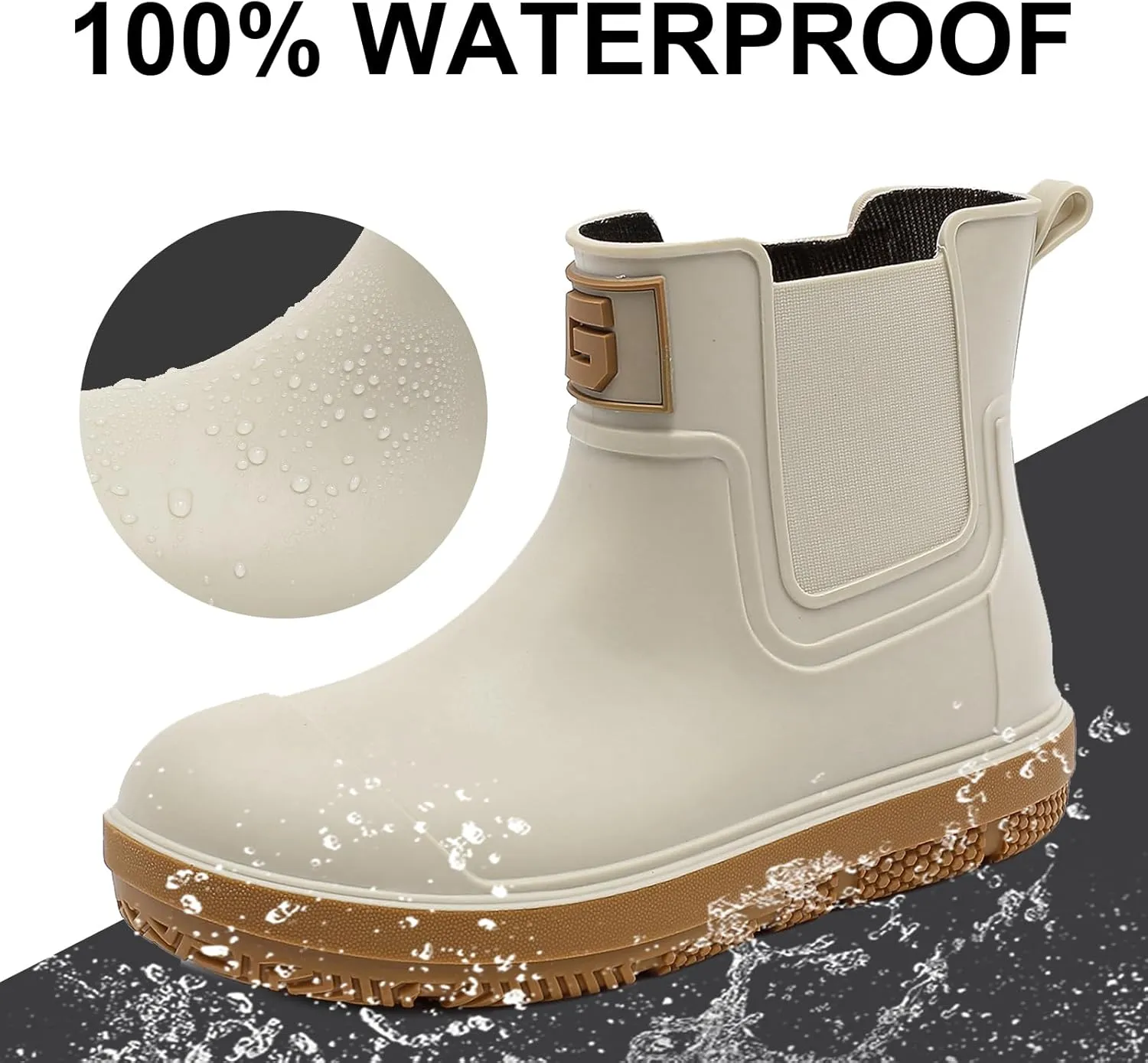 HSBDNZQ Deck Rain Boots Men Women, Short Waterproof Rubber Boots, Anti Slip Lightweight Water Shoes Unisex, Original Chelsea Garden Boots, Durable Fishing Boots Outdoor, Mud Work Booties