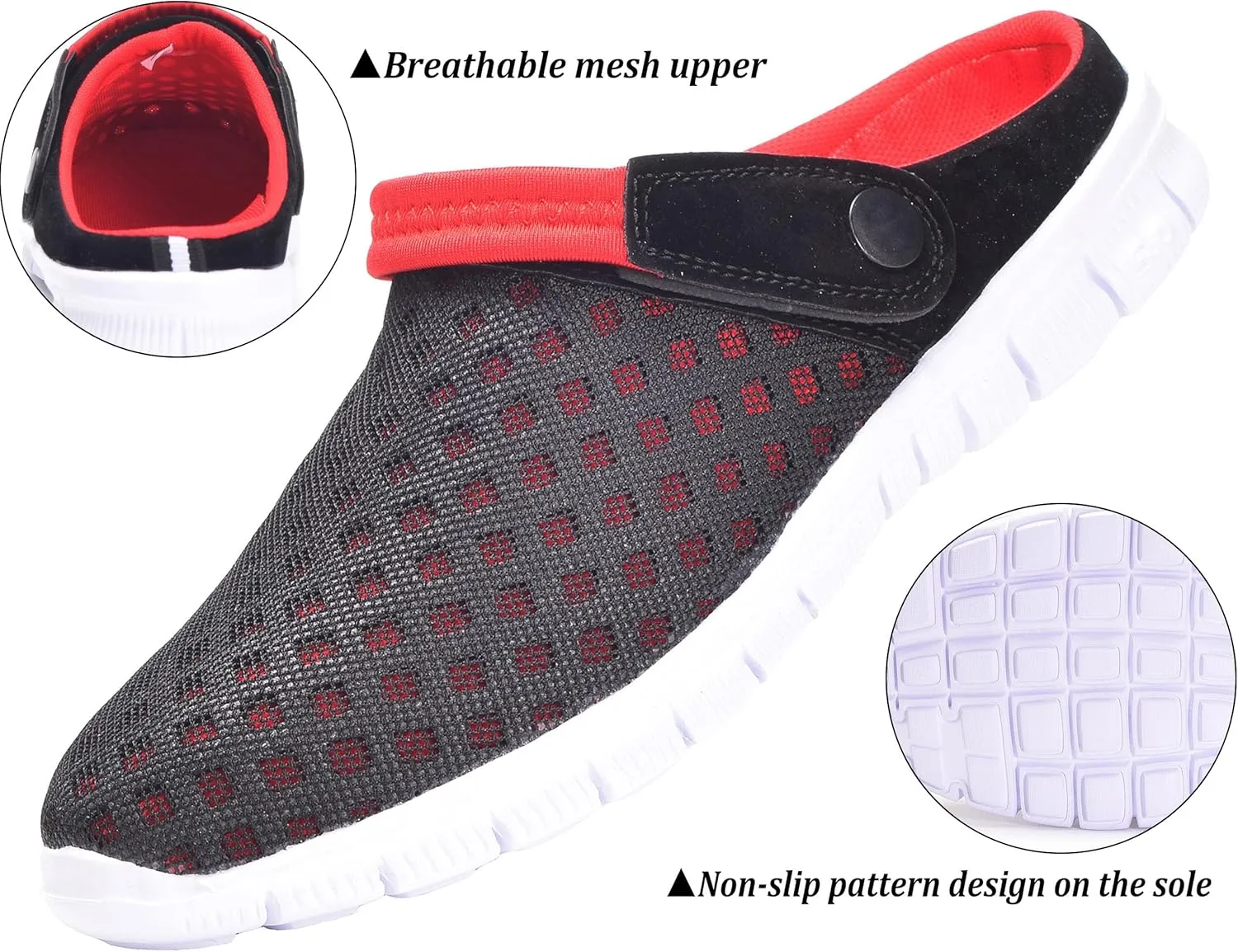 Hsyooes Mens Womens Mules & Clogs Garden Shoes Summer Breathable Mesh Slippers Non-Slip Outdoor Beach Sandals Unisex