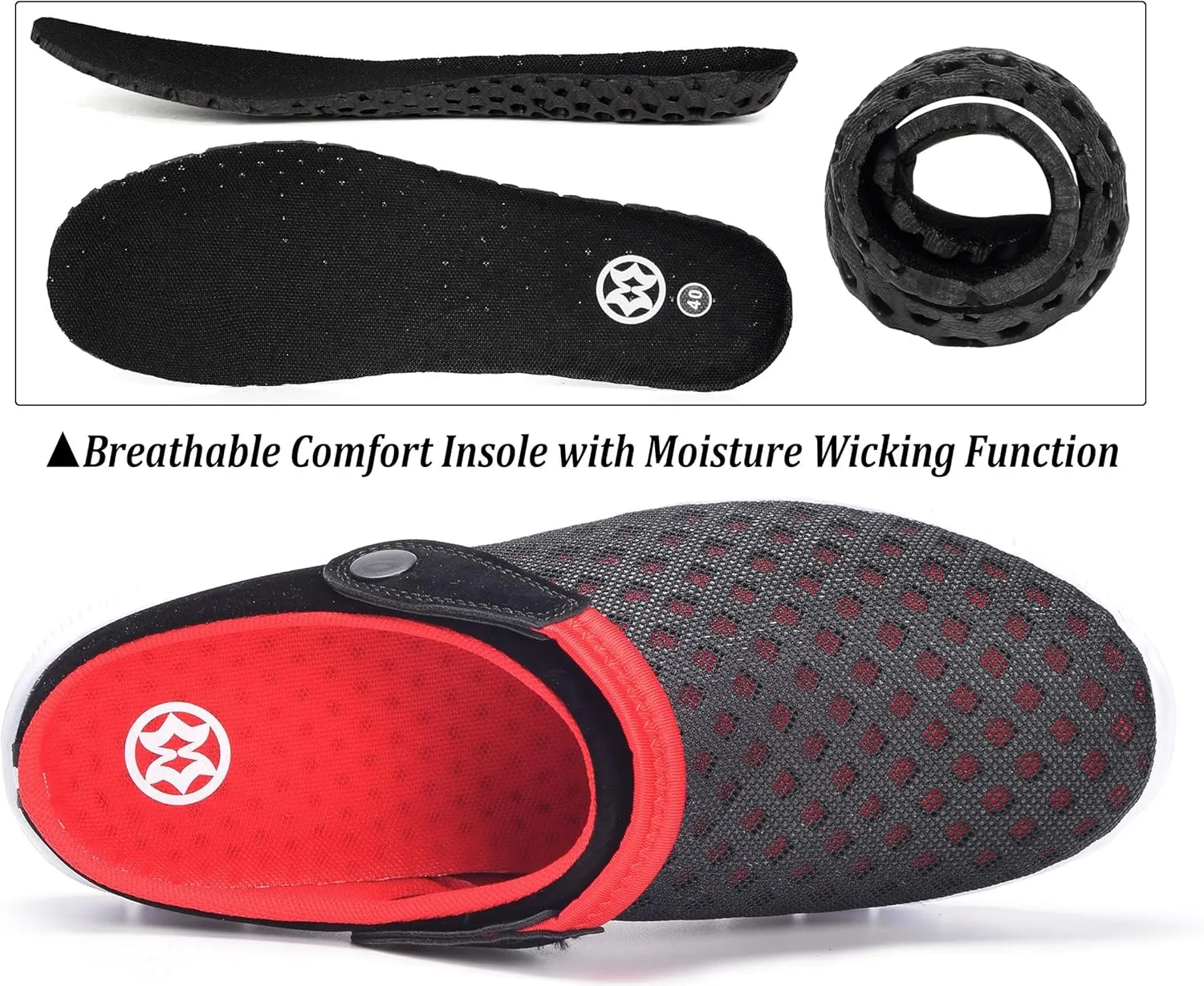 Hsyooes Mens Womens Mules & Clogs Garden Shoes Summer Breathable Mesh Slippers Non-Slip Outdoor Beach Sandals Unisex