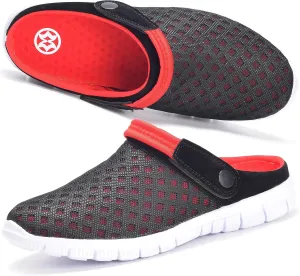 Hsyooes Mens Womens Mules & Clogs Garden Shoes Summer Breathable Mesh Slippers Non-Slip Outdoor Beach Sandals Unisex
