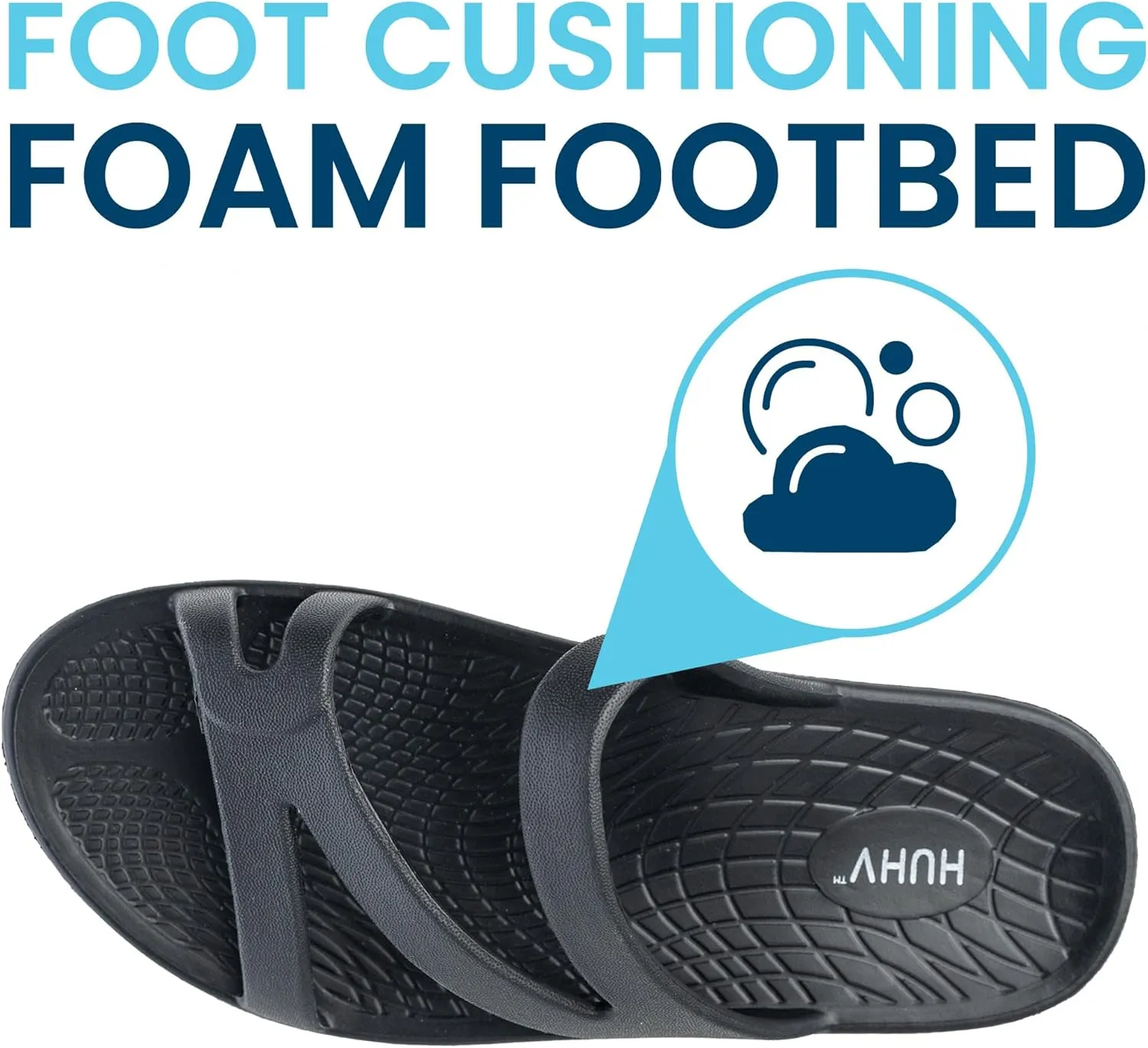 HUHV Recovery Comfort Sandals- Orthopedic Flip-Flop and Slide Sandals with Arch Support and Extra Cushion EVA Footbed for Men and Women