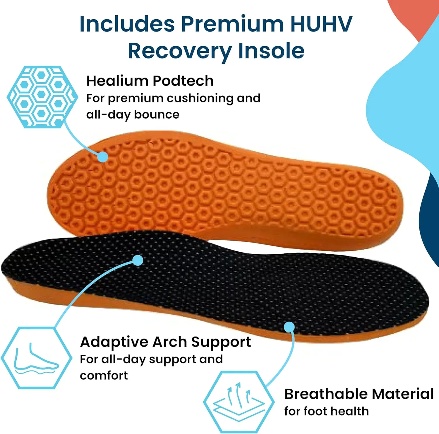 HUHV Tech Knit Unisex Lace-Up and Slip-On Recovery Lifestyle Walking and Athletic Shoe with HEALIUM Foam Lightweight Casual Non-Slip Comfortable Sneaker
