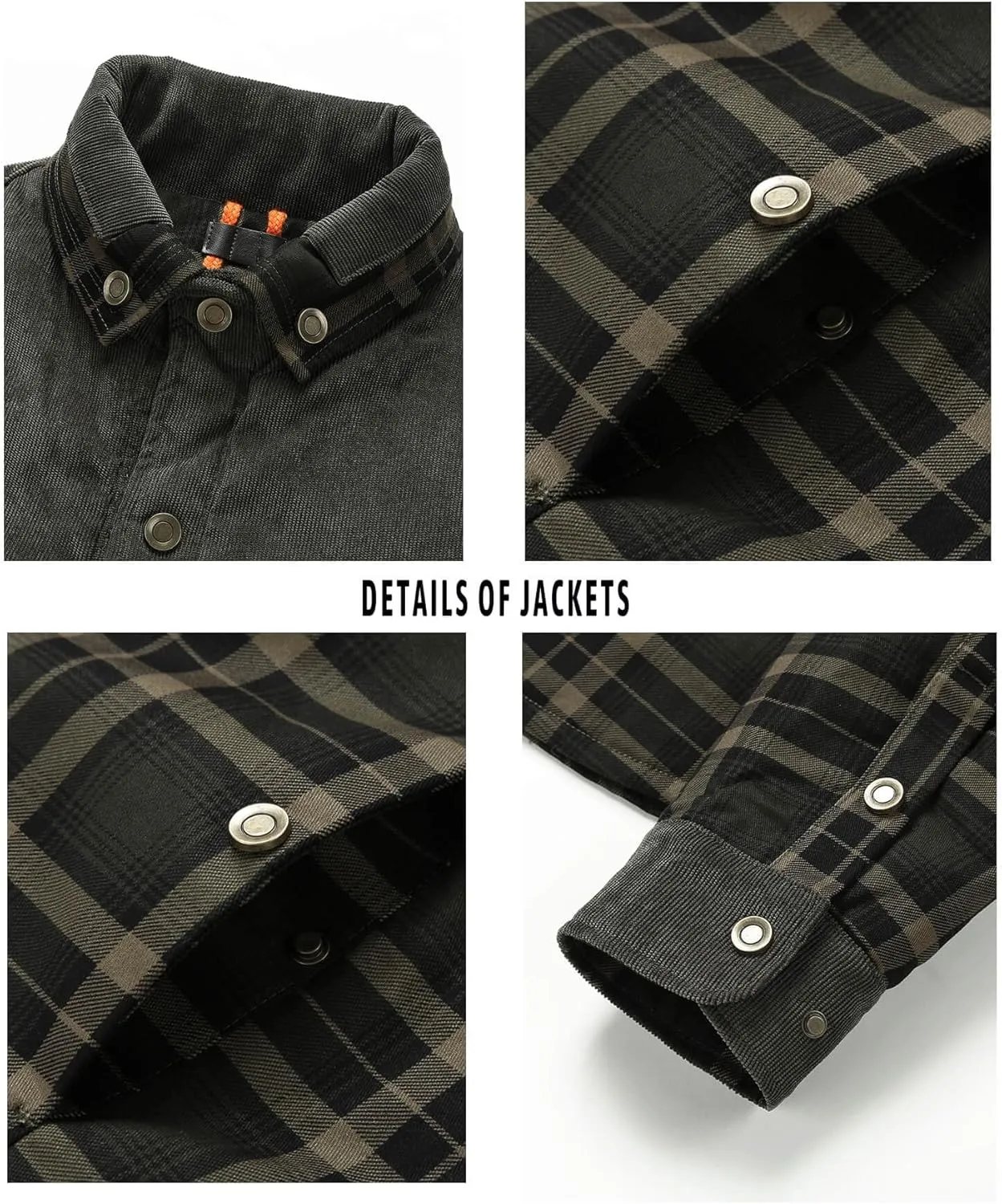 HYPESTFIT Men's Corduroy Plaid Sherpa Lined Flannel Shirt Jacket Fleece Coat