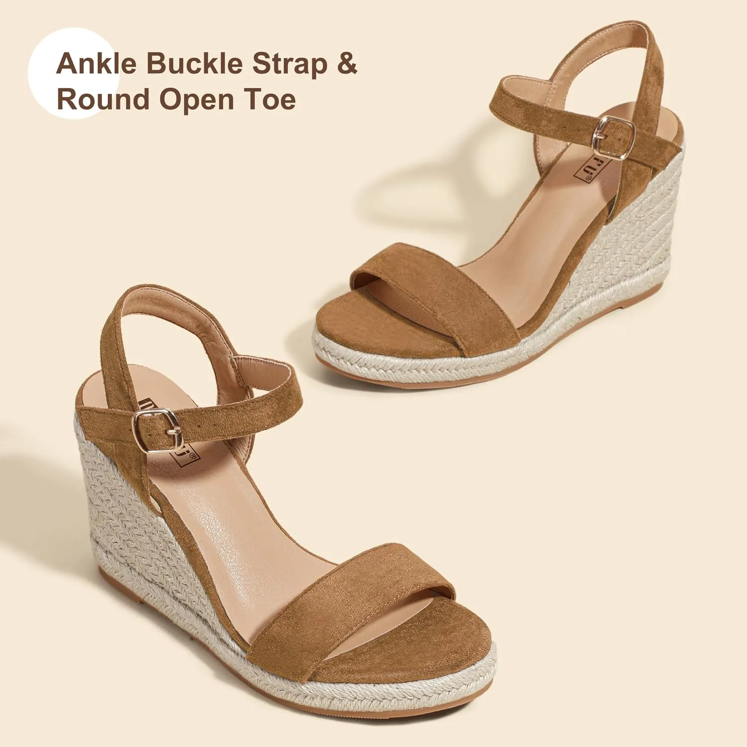 IDIFU IN4 Espadrille Wedges for Women Platform Wedge Sandals High Heels Espadrilles Wedges Heels for Women Sandals Dressy Open Toe Slingback Wedge Shoes Causal Summer Bridal Wedding Prom Wedges