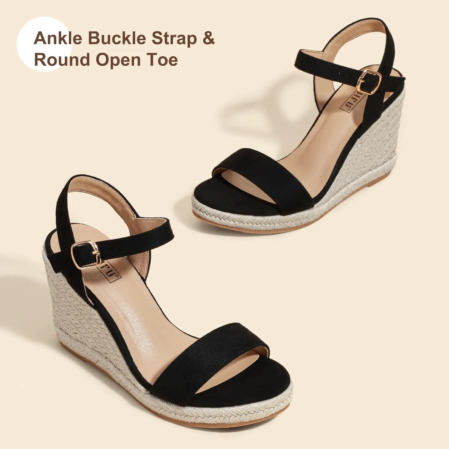 IDIFU IN4 Espadrille Wedges for Women Platform Wedge Sandals High Heels Espadrilles Wedges Heels for Women Sandals Dressy Open Toe Slingback Wedge Shoes Causal Summer Bridal Wedding Prom Wedges
