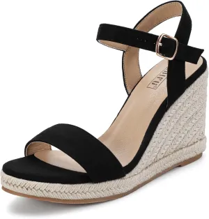 IDIFU IN4 Espadrille Wedges for Women Platform Wedge Sandals High Heels Espadrilles Wedges Heels for Women Sandals Dressy Open Toe Slingback Wedge Shoes Causal Summer Bridal Wedding Prom Wedges