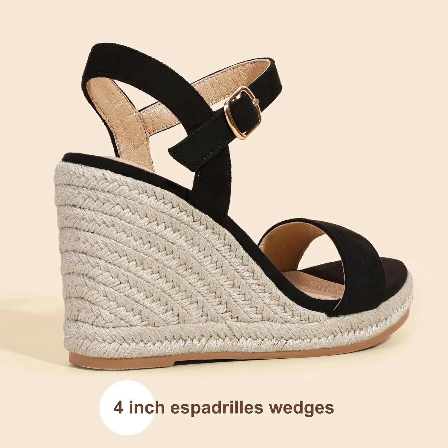 IDIFU IN4 Espadrille Wedges for Women Platform Wedge Sandals High Heels Espadrilles Wedges Heels for Women Sandals Dressy Open Toe Slingback Wedge Shoes Causal Summer Bridal Wedding Prom Wedges