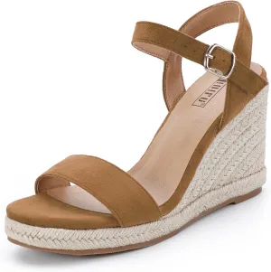 IDIFU IN4 Espadrille Wedges for Women Platform Wedge Sandals High Heels Espadrilles Wedges Heels for Women Sandals Dressy Open Toe Slingback Wedge Shoes Causal Summer Bridal Wedding Prom Wedges