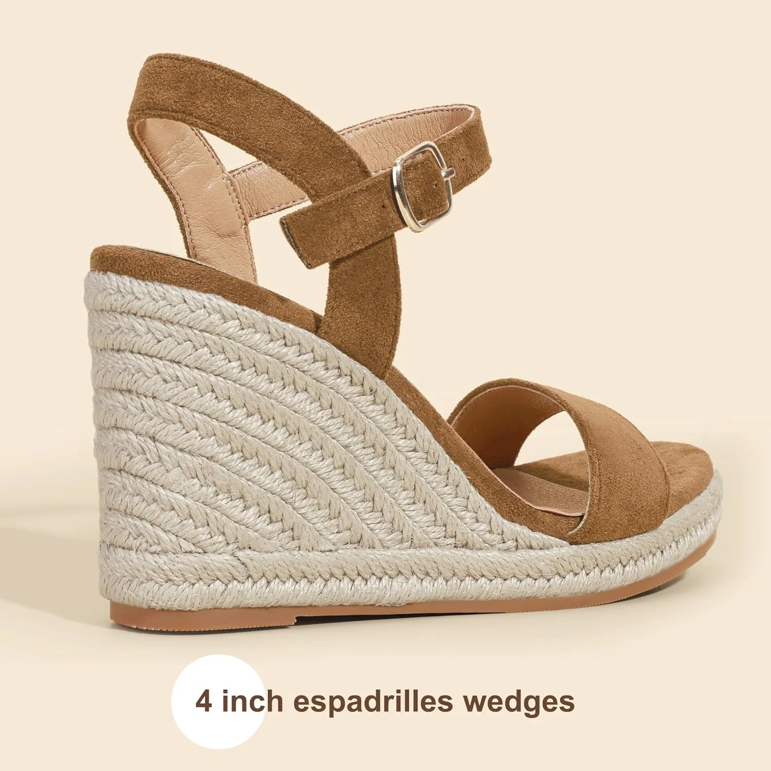 IDIFU IN4 Espadrille Wedges for Women Platform Wedge Sandals High Heels Espadrilles Wedges Heels for Women Sandals Dressy Open Toe Slingback Wedge Shoes Causal Summer Bridal Wedding Prom Wedges