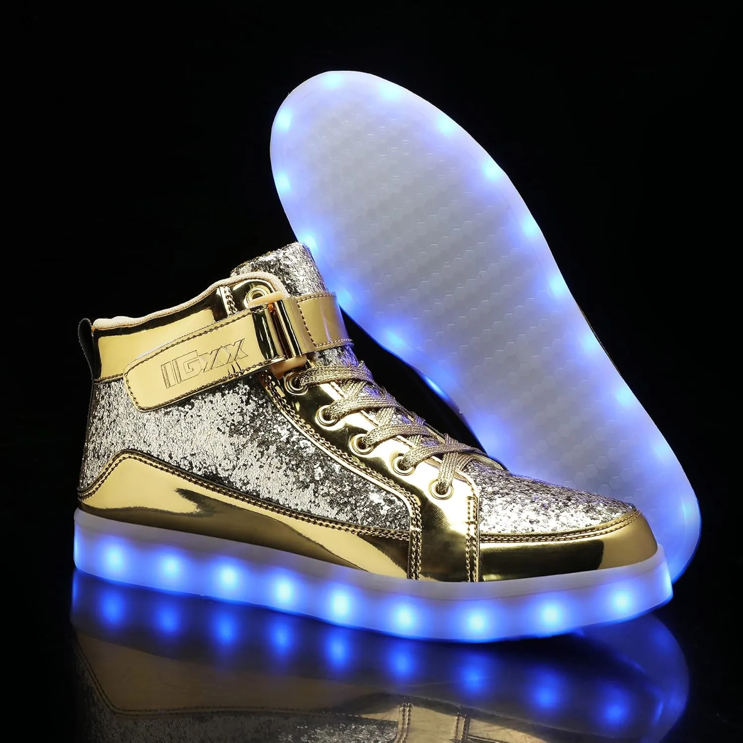 IGxx LED Light Up High Top Sneakers - USB Rechargeable, Glowing, Flashing Shoes for Men, Women & Kids