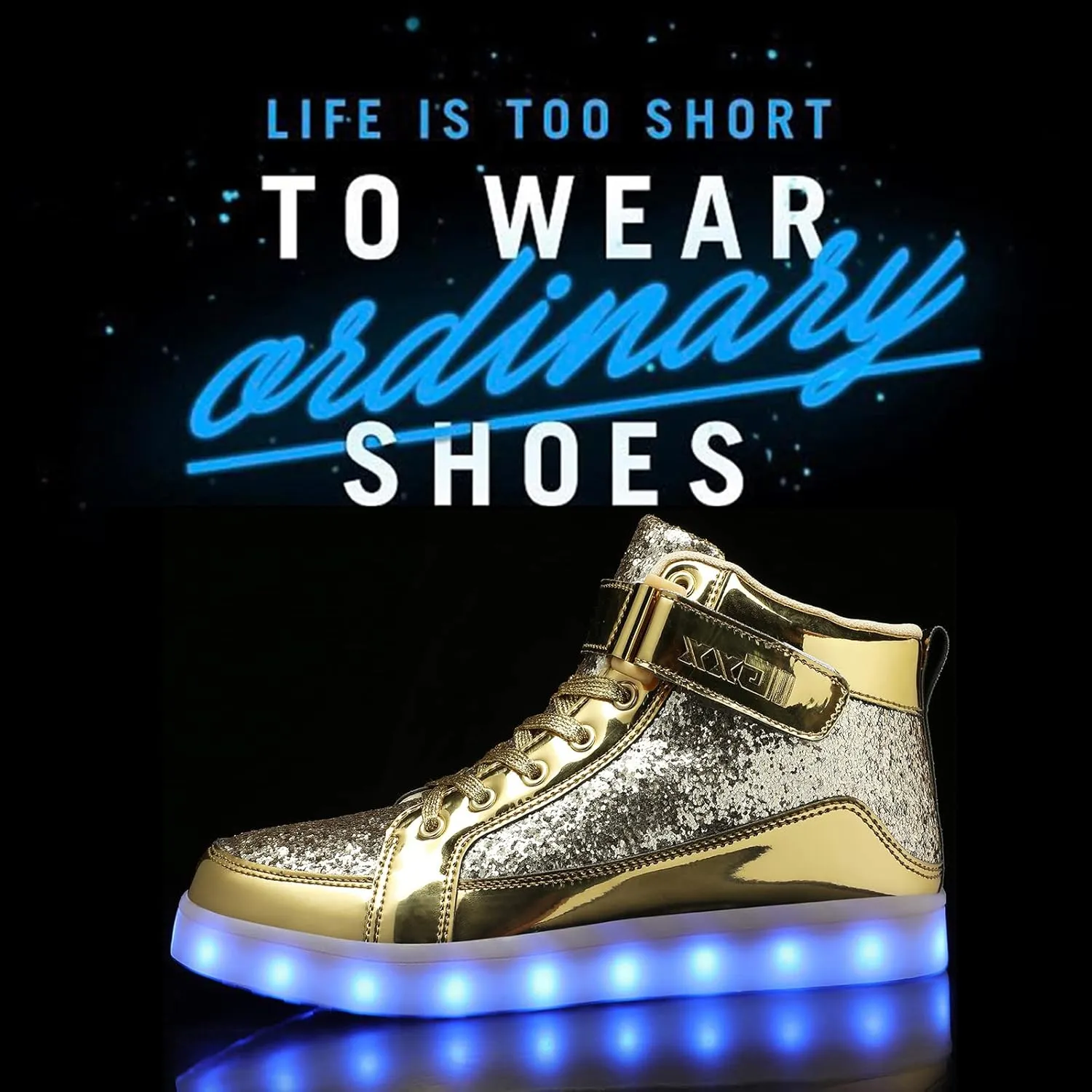 IGxx LED Light Up High Top Sneakers - USB Rechargeable, Glowing, Flashing Shoes for Men, Women & Kids