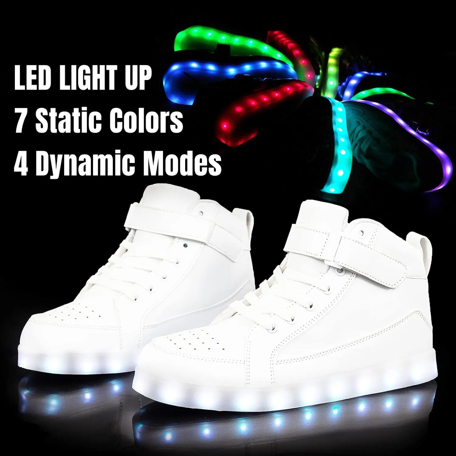 IGxx LED Light Up High Top Sneakers - USB Rechargeable, Glowing, Flashing Shoes for Men, Women & Kids