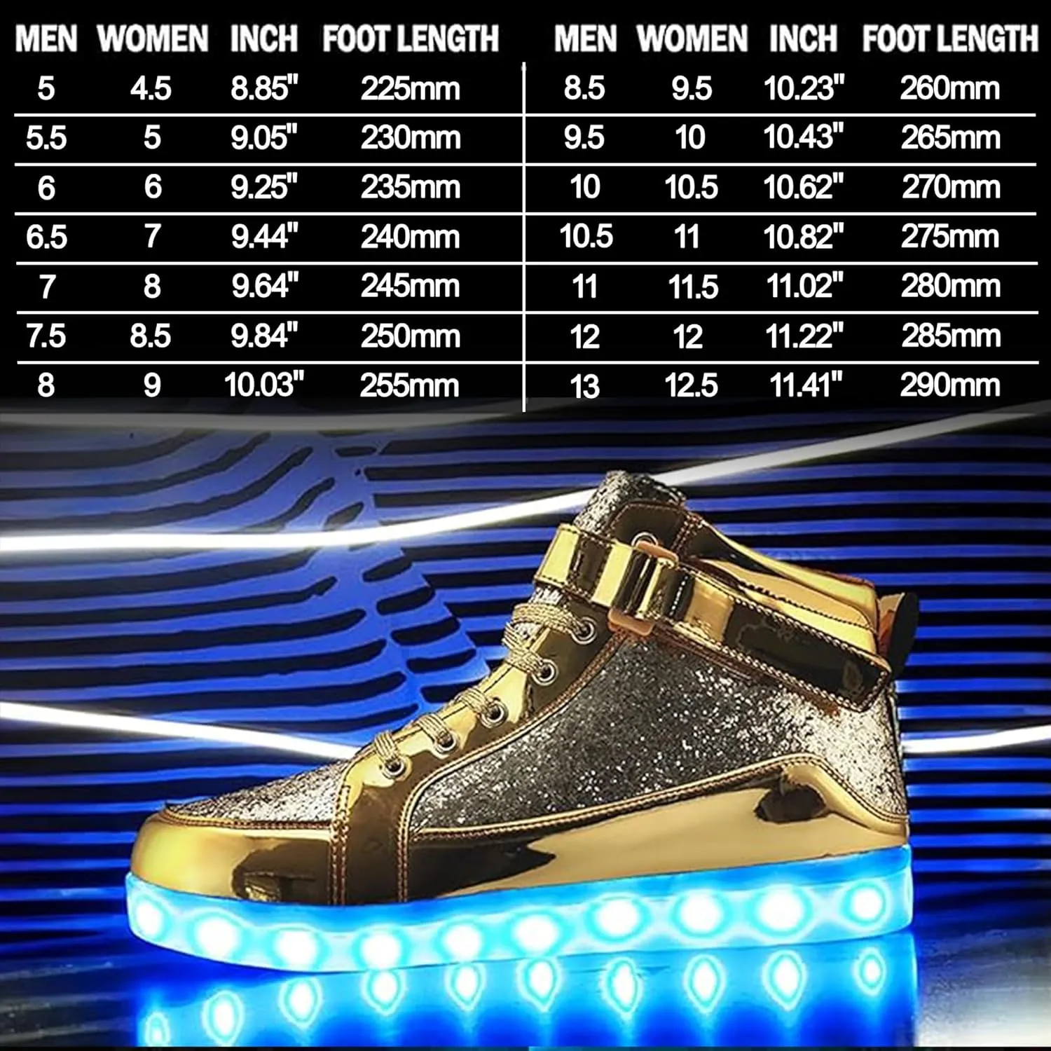 IGxx LED Light Up High Top Sneakers - USB Rechargeable, Glowing, Flashing Shoes for Men, Women & Kids