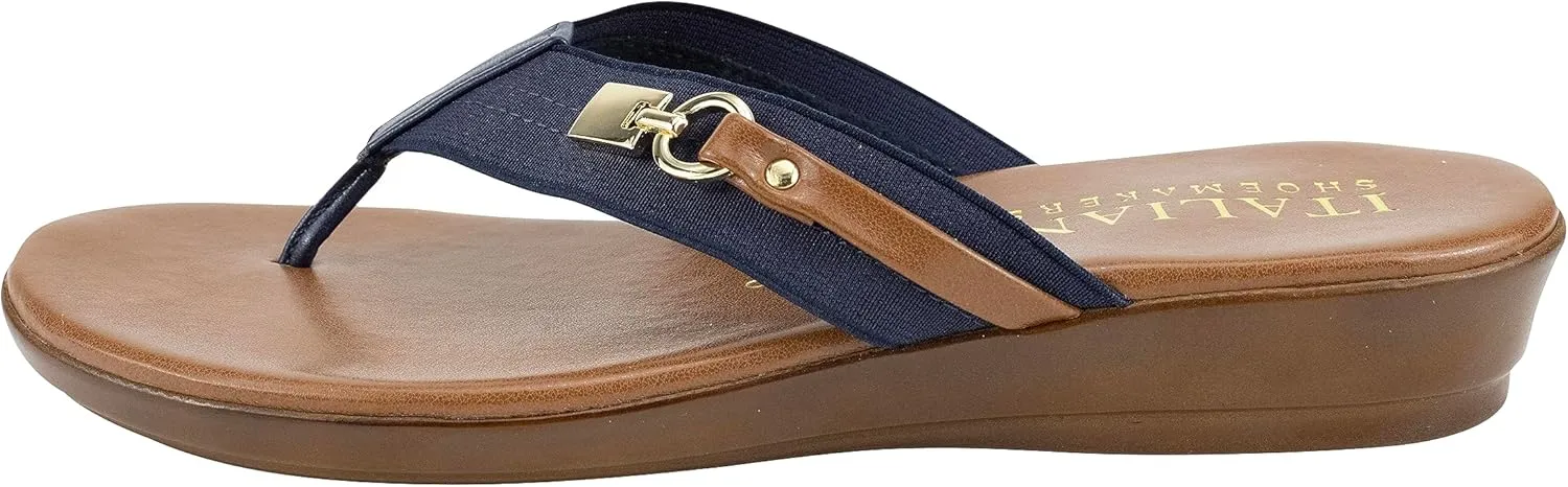 ITALIAN Shoemakers Vale Low Wedge Thong Comfort Sandal for Women