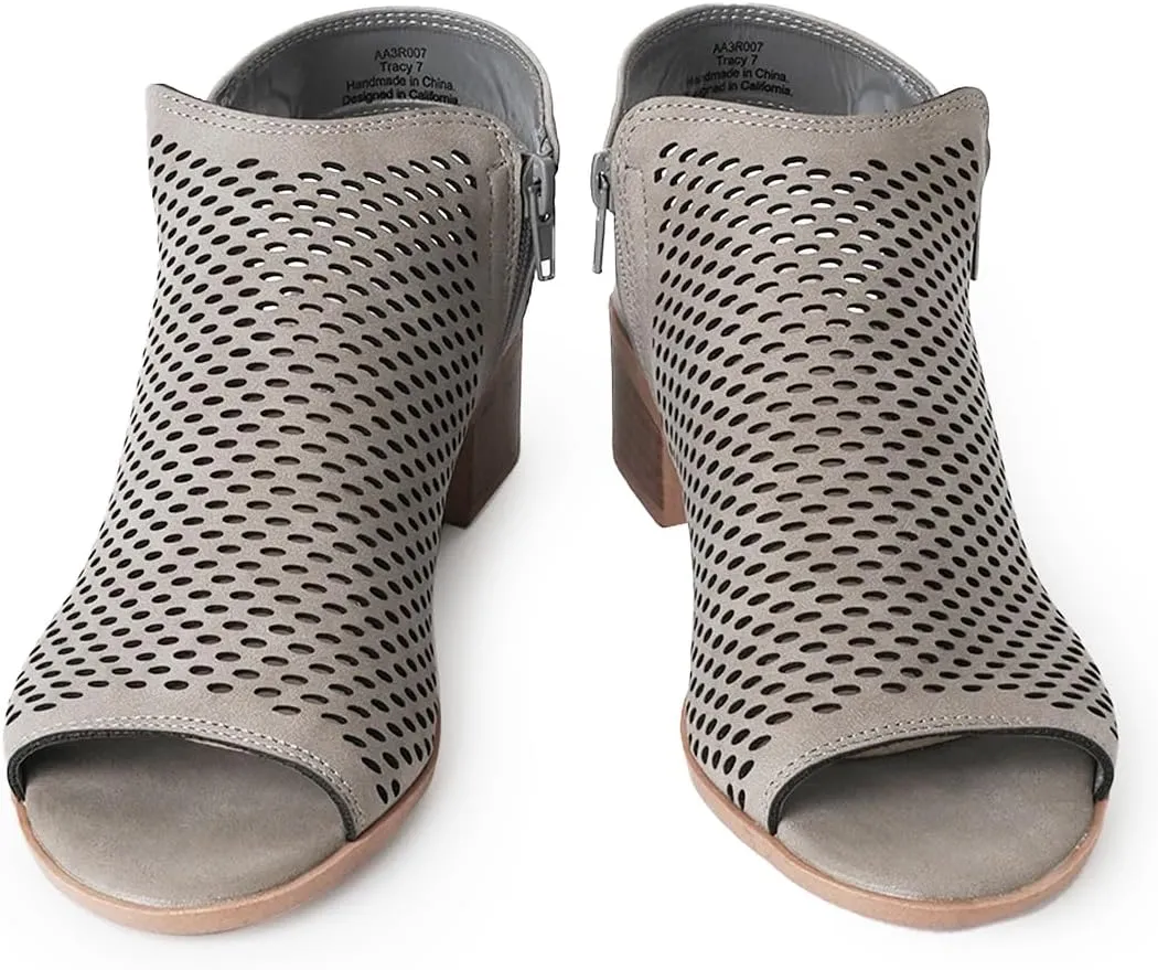 J. Adams Tracy Booties for Women - Peep Toe Low Block Heel Bootie