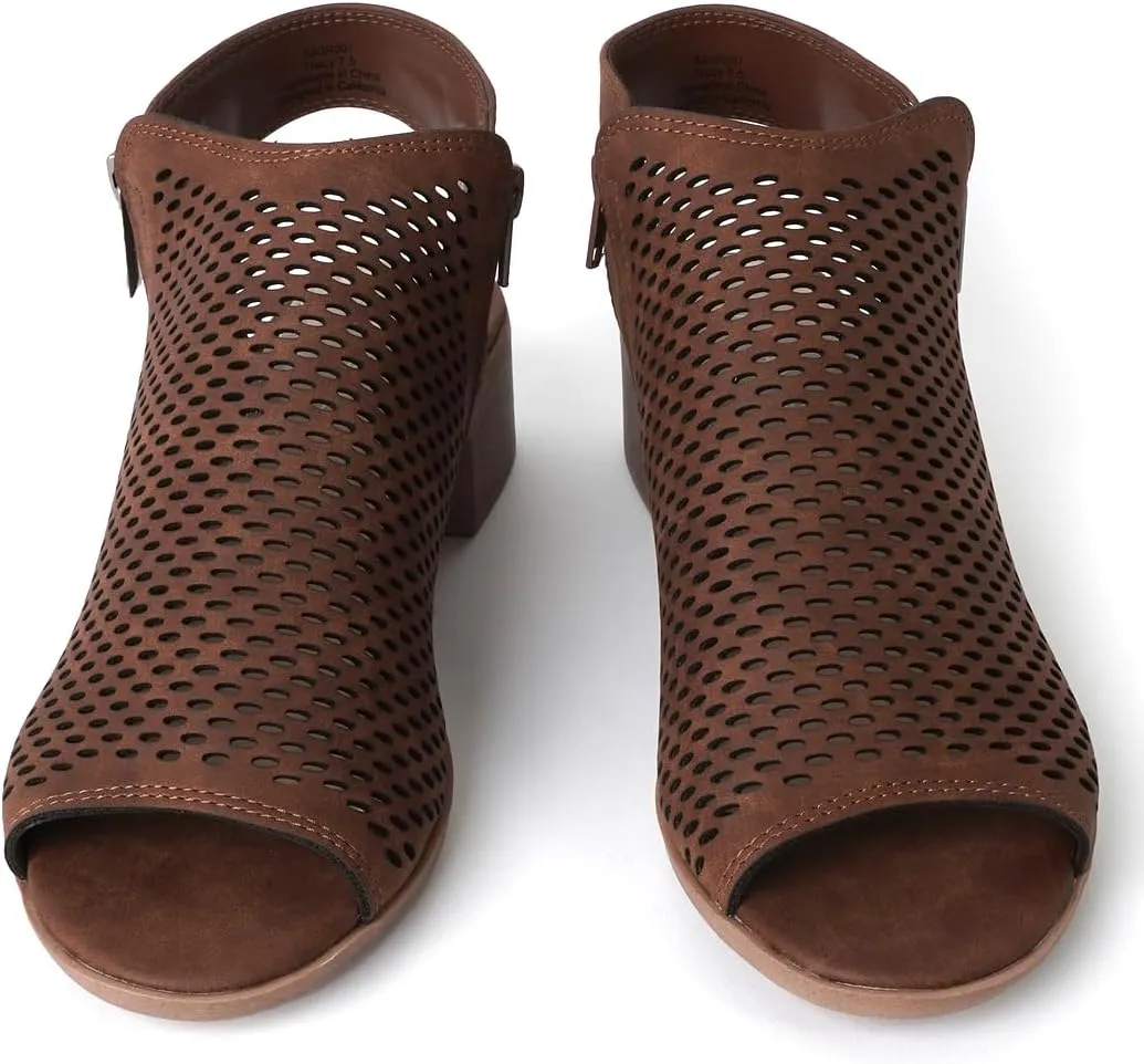 J. Adams Tracy Booties for Women - Peep Toe Low Block Heel Bootie