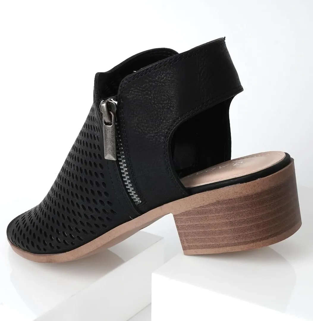 J. Adams Tracy Booties for Women - Peep Toe Low Block Heel Bootie