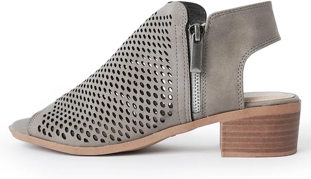 J. Adams Tracy Booties for Women - Peep Toe Low Block Heel Bootie