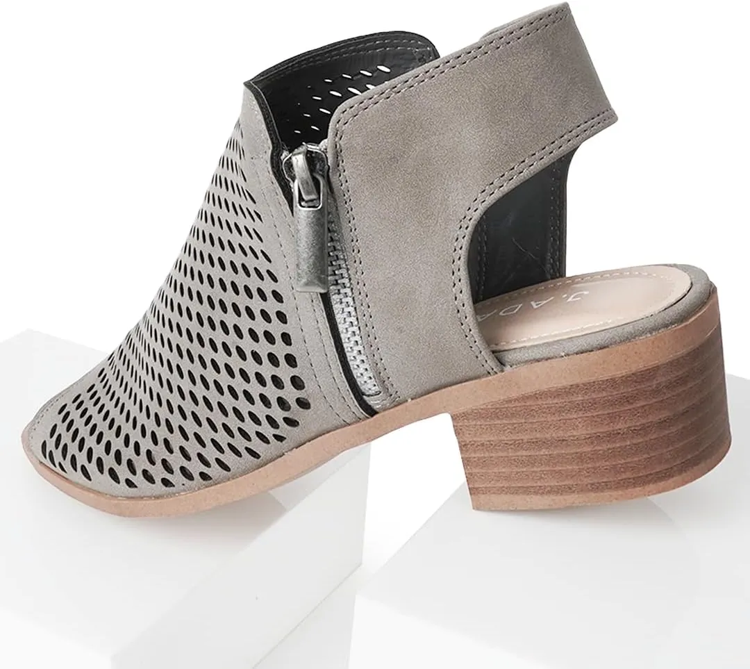 J. Adams Tracy Booties for Women - Peep Toe Low Block Heel Bootie