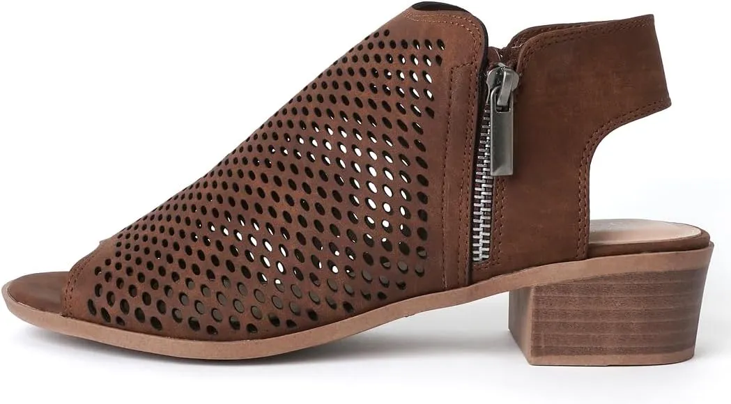 J. Adams Tracy Booties for Women - Peep Toe Low Block Heel Bootie