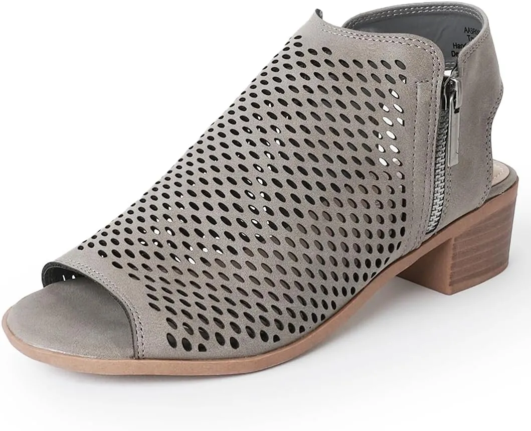 J. Adams Tracy Booties for Women - Peep Toe Low Block Heel Bootie