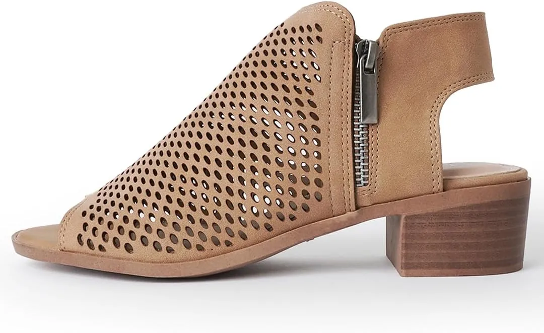 J. Adams Tracy Booties for Women - Peep Toe Low Block Heel Bootie
