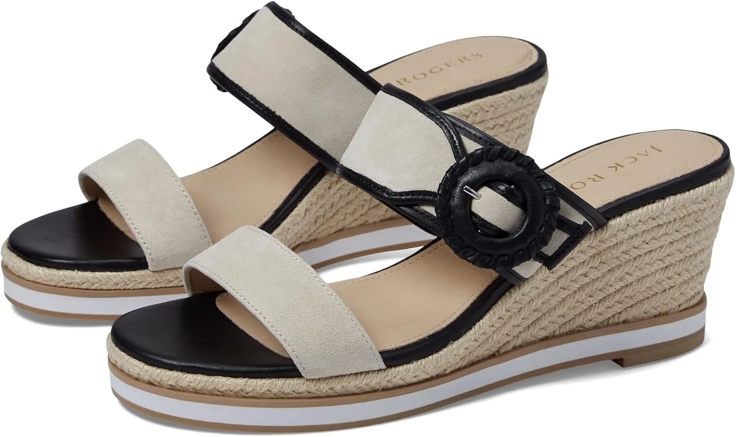 Jack Rogers Callie Buckle Women Wedge Sandals – Buckle Closure – Leather Sole and Lining – Slip-on Style